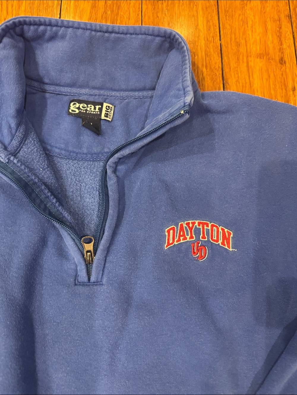 University of Dayton Royal Blue Half-Zip Sweater with Red Logo - Picture 3 of 5